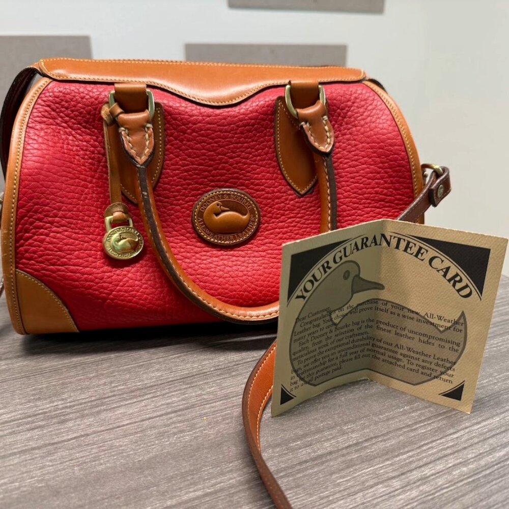 RARE Red Vintage Dooney & Bourke All Weather Leather Gladstone Bag